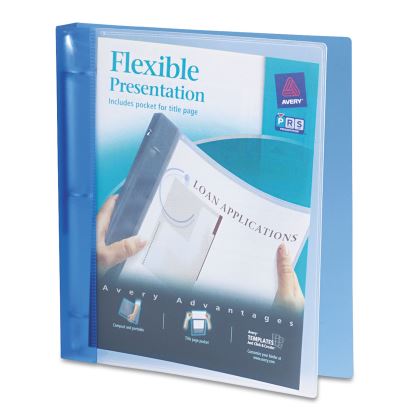 Flexible View Binder with Round Rings, 3 Rings, 1" Capacity, 11 x 8.5, Blue1