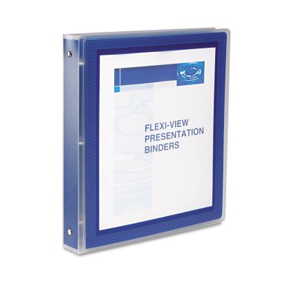Flexi-View Binder with Round Rings, 3 Rings, 1" Capacity, 11 x 8.5, Navy Blue1