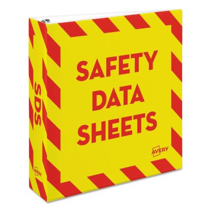 Heavy-Duty Preprinted Safety Data Sheet Binder, 3 Rings, 2" Capacity, 11 x 8.5, Yellow/Red1