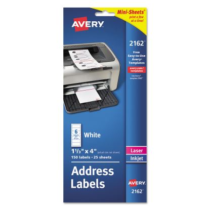 Mini-Sheets Mailing Labels, Inkjet/Laser Printers, 1 x 2.63, White, 8/Sheet, 25 Sheets/Pack1