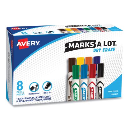 MARKS A LOT Desk-Style Dry Erase Marker, Broad Chisel Tip, Assorted Colors, 8/Set (24411)1