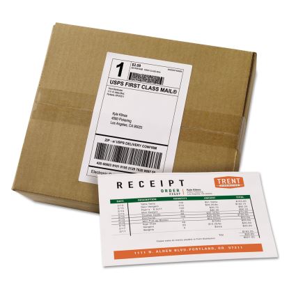 Shipping Labels with Paper Receipt Bulk Pack, Inkjet/Laser Printers, 5.06 x 7.63, White, 100/Box1
