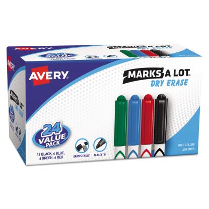MARKS A LOT Pen-Style Dry Erase Marker Value Pack, Medium Chisel Tip, Assorted Colors, 24/Set (29860)1