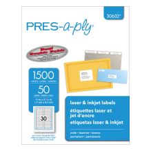 Labels, 0.66 x 3.44, White, 30/Sheet, 50 Sheets/Box1