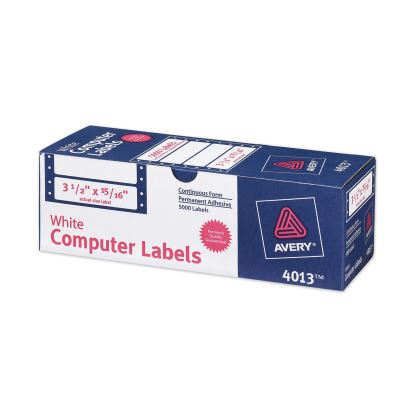 Dot Matrix Printer Mailing Labels, Pin-Fed Printers, 0.94 x 3.5, White, 5,000/Box1