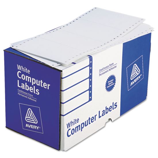 Dot Matrix Printer Mailing Labels, Pin-Fed Printers, 2.94 x 5, White, 3,000/Box1