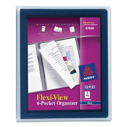 Flexi-View Six-Pocket Polypropylene Organizer, 150-Sheet Capacity, 11 x 8.5, Translucent/Navy1