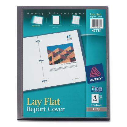 Lay Flat View Report Cover, Flexible Fastener, 0.5" Capacity, 8.5 x 11, Clear/Gray1