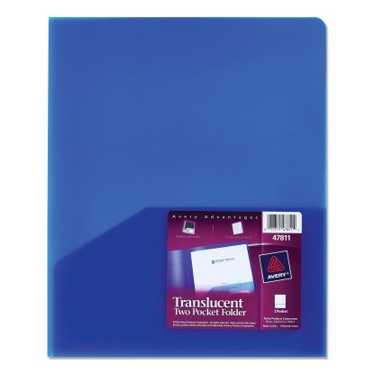 Plastic Two-Pocket Folder, 20-Sheet Capacity, 11 x 8.5, Translucent Blue1