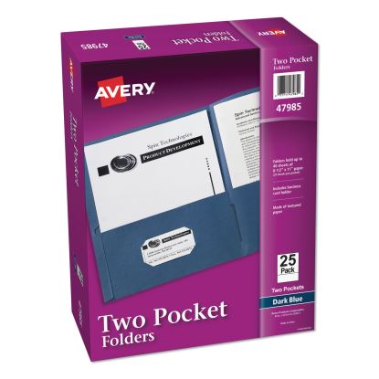 Two-Pocket Folder, 40-Sheet Capacity, 11 x 8.5, Dark Blue, 25/Box1