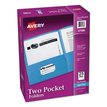 Two-Pocket Folder, 40-Sheet Capacity, 11 x 8.5, Light Blue, 25/Box1