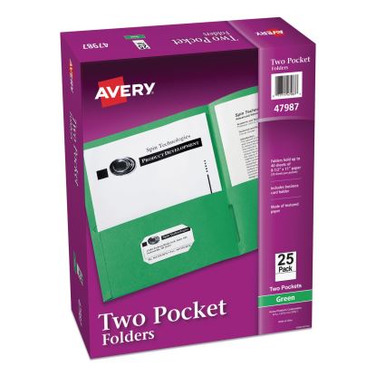 Two-Pocket Folder, 40-Sheet Capacity, 11 x 8.5, Green, 25/Box1