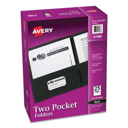 Two-Pocket Folder, 40-Sheet Capacity, 11 x 8.5, Black, 25/Box1
