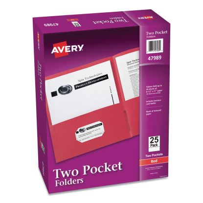 Two-Pocket Folder, 40-Sheet Capacity, 11 x 8.5, Red, 25/Box1