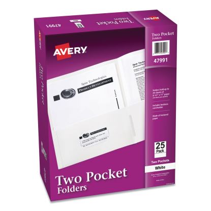 Two-Pocket Folder, 40-Sheet Capacity, 11 x 8.5, White, 25/Box1