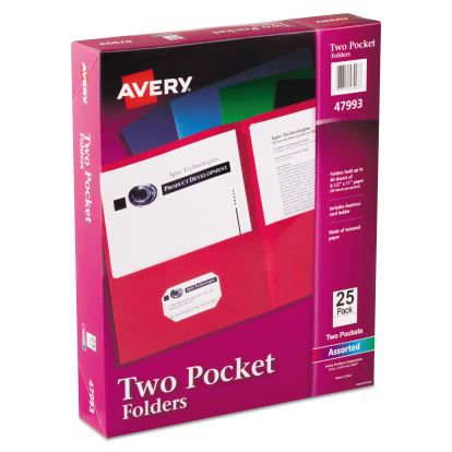Two-Pocket Folder, 40-Sheet Capacity, 11 x 8.5, Assorted Colors, 25/Box1