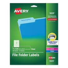 Clear Permanent File Folder Labels with Sure Feed Technology, 0.66 x 3.44, Clear, 30/Sheet, 15 Sheets/Pack1