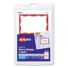 Printable Adhesive Name Badges, 3.38 x 2.33, Red Border, 100/Pack1