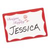 Printable Adhesive Name Badges, 3.38 x 2.33, Red Border, 100/Pack2