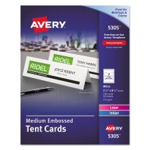Medium Embossed Tent Cards, White, 2.5 x 8.5, 2 Cards/Sheet, 50 Sheets/Box1