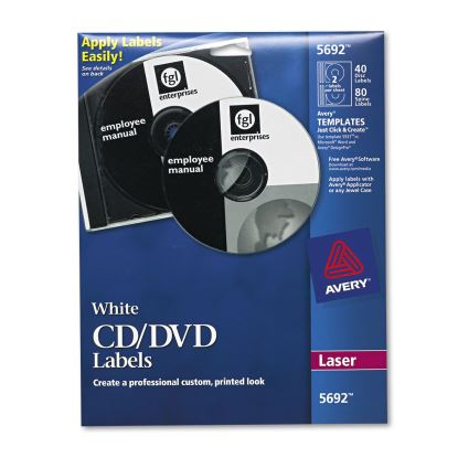 Laser CD Labels, Matte White, 40/Pack1