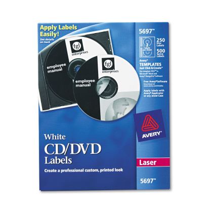 Laser CD Labels, Matte White, 250/Pack1