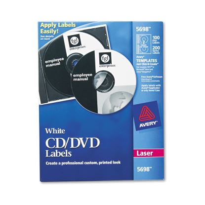 Laser CD Labels, Matte White, 100/Pack1