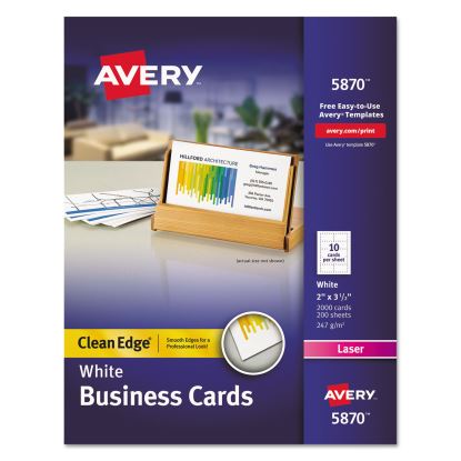 Clean Edge Business Card Value Pack, Laser, 2 x 3.5, White, 2,000 Cards, 10 Cards/Sheet, 200 Sheets/Box1