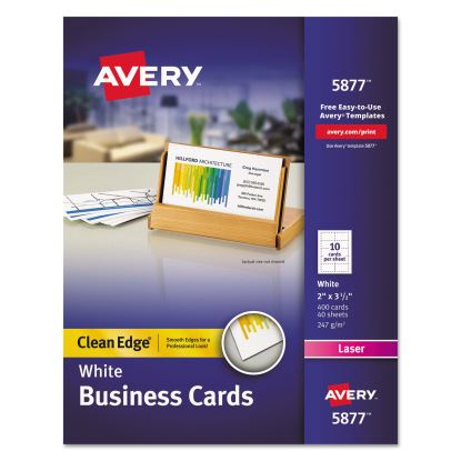 Clean Edge Business Cards, Laser, 2 x 3.5, White, 400 Cards, 10 Cards/Sheet, 40 Sheets/Box1