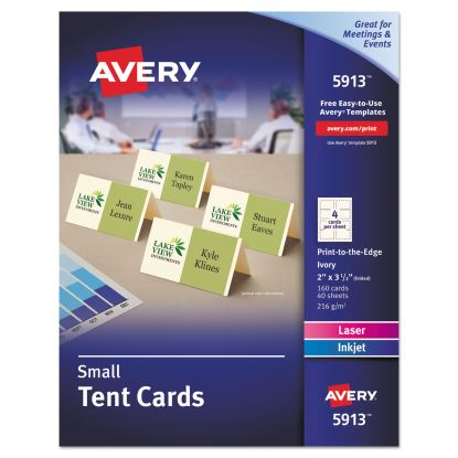 Small Tent Card, Ivory, 2 x 3.5, 4 Cards/Sheet, 40 Sheets/Pack1