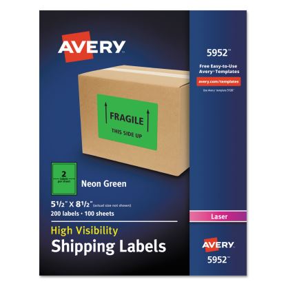 High-Visibility Permanent Laser ID Labels, 5 1/2 x 8.5, Neon Green, 200/Box1
