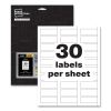 PermaTrack Tamper-Evident Asset Tag Labels, Laser Printers, 0.75 x 2, White, 30/Sheet, 8 Sheets/Pack2