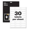 PermaTrack Durable White Asset Tag Labels, Laser Printers, 0.75 x 2, White, 30/Sheet, 8 Sheets/Pack2