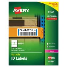 Durable Permanent ID Labels with TrueBlock Technology, Laser Printers, 3.25 x 8.38, White, 3/Sheet, 50 Sheets/Pack1