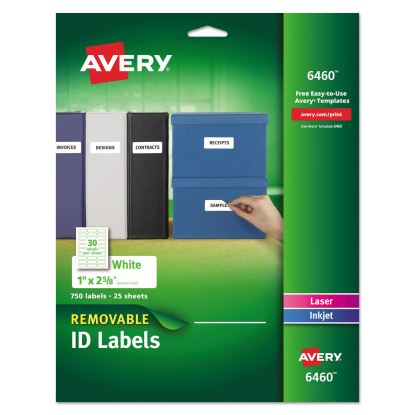Removable Multi-Use Labels, Inkjet/Laser Printers, 1 x 2.63, White, 30/Sheet, 25 Sheets/Pack1