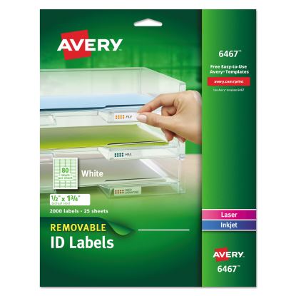 Removable Multi-Use Labels, Inkjet/Laser Printers, 0.5 x 1.75, White, 80/Sheet, 25 Sheets/Pack1
