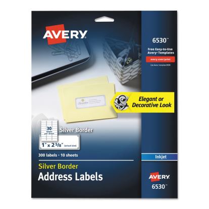 White Easy Peel Address Labels w/ Border, Inkjet Printers, 1 x 2.63, White, 30/Sheet, 10 Sheets/Pack1