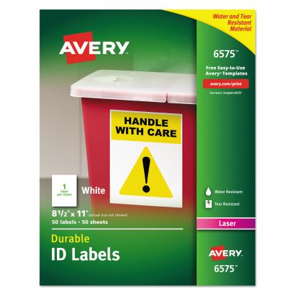 Durable Permanent ID Labels with TrueBlock Technology, Laser Printers, 8.5 x 11, White, 50/Pack1