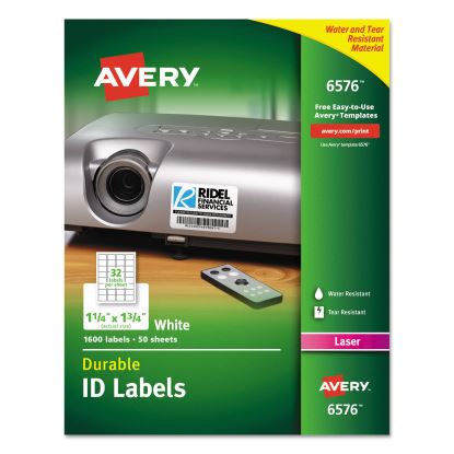 Durable Permanent ID Labels with TrueBlock Technology, Laser Printers, 1.25 x 1.75, White, 32/Sheet, 50 Sheets/Pack1