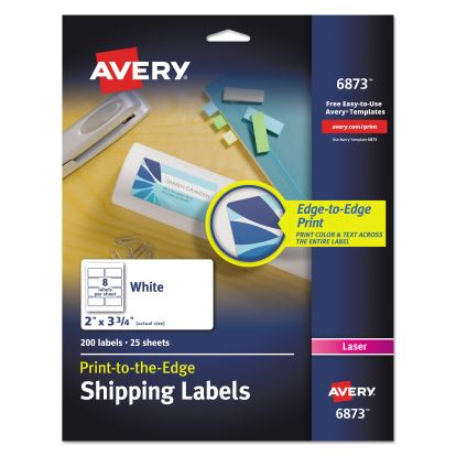 Vibrant Laser Color-Print Labels w/ Sure Feed, 2 x 3 3/4, White, 200/PK1
