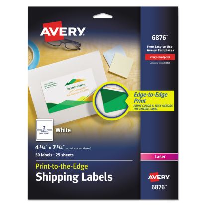 Vibrant Laser Color-Print Labels w/ Sure Feed, 4 3/4 x 7 3/4, White, 50/Pack1