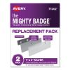 The Mighty Badge Name Badge Holders, Horizontal, 3 x 1, Silver, 2/Pack1