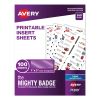 The Mighty Badge Name Badge Inserts, 1 x 3, Clear, Inkjet, 20/Sheet, 5 Sheets/Pack1