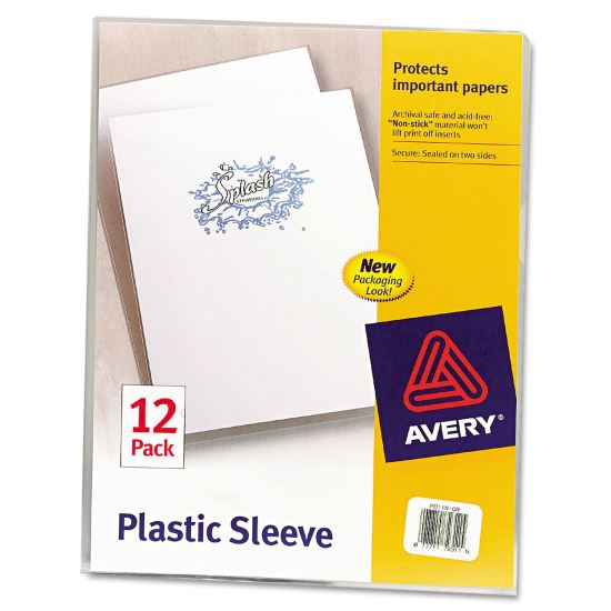 Clear Plastic Sleeves, Letter Size, Clear, 12/Pack1