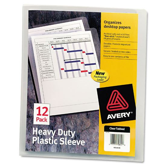 Heavy-Duty Plastic Sleeves, Letter Size, Clear, 12/Pack1