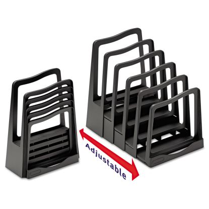 Adjustable File Rack, 5 Sections, Letter Size Files, 8" x 11.5" x 10.5", Black1