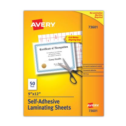 Clear Self-Adhesive Laminating Sheets, 3 mil, 9" x 12", Matte Clear, 50/Box1