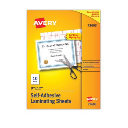 Clear Self-Adhesive Laminating Sheets, 3 mil, 9" x 12", Matte Clear, 10/Pack1