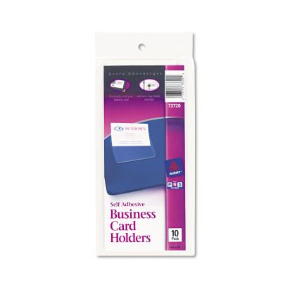 Self-Adhesive Top-Load Business Card Holders, 3.5 x 2, Clear, 10/Pack1