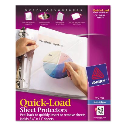 Quick Top and Side Loading Sheet Protectors, Letter, Non-Glare, 50/Box1